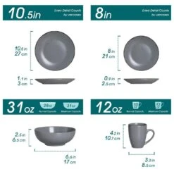 16-Piece Grey Stoneware Dinnerware Set Service For 4 Kitchen Tableware Set With Plates Bowls And Mugs 20 16-Piece Grey Stoneware Dinnerware Set Service For 4 Kitchen Tableware Set With Plates Bowls And Mugs -Vancasso Shop grey vancasso dinnerware sets vc moda gy sl c3 1000