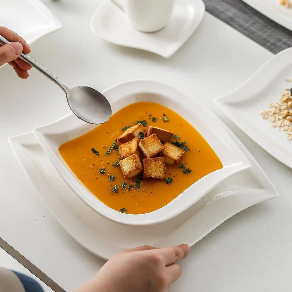 30-Piece Ivory White Porcelain Dinnerware Set Service For 6-Tableware Set With Plates Coffee Cups And Saucers 7 30-Piece Ivory White Porcelain Dinnerware Set Service For 6-Tableware Set With Plates Coffee Cups And Saucers - Image 5