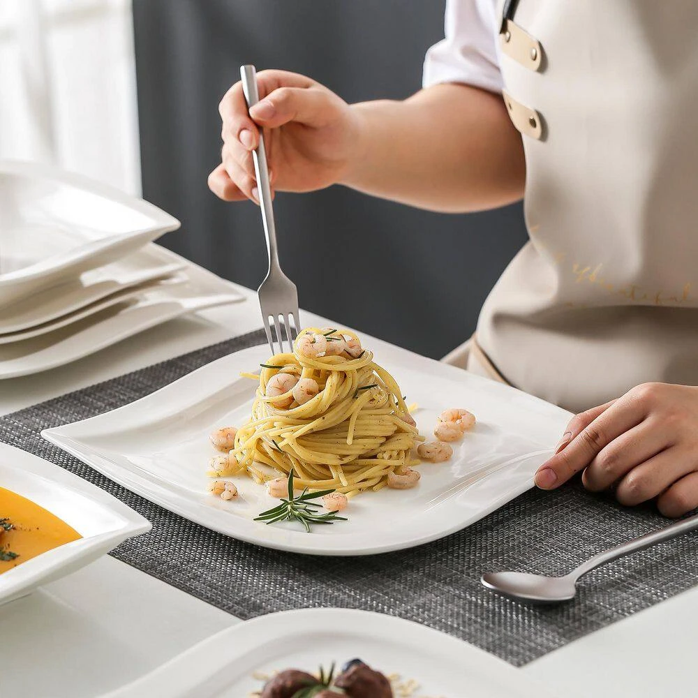 30-Piece Ivory White Porcelain Dinnerware Set Service For 6-Tableware Set With Plates Coffee Cups And Saucers 5 30-Piece Ivory White Porcelain Dinnerware Set Service For 6-Tableware Set With Plates Coffee Cups And Saucers - Image 3