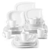 30-Piece Ivory White Porcelain Dinnerware Set Service For 6-Tableware Set With Plates Coffee Cups And Saucers -Vancasso Shop ivory white vancasso dinnerware sets elvira 30 64 1000