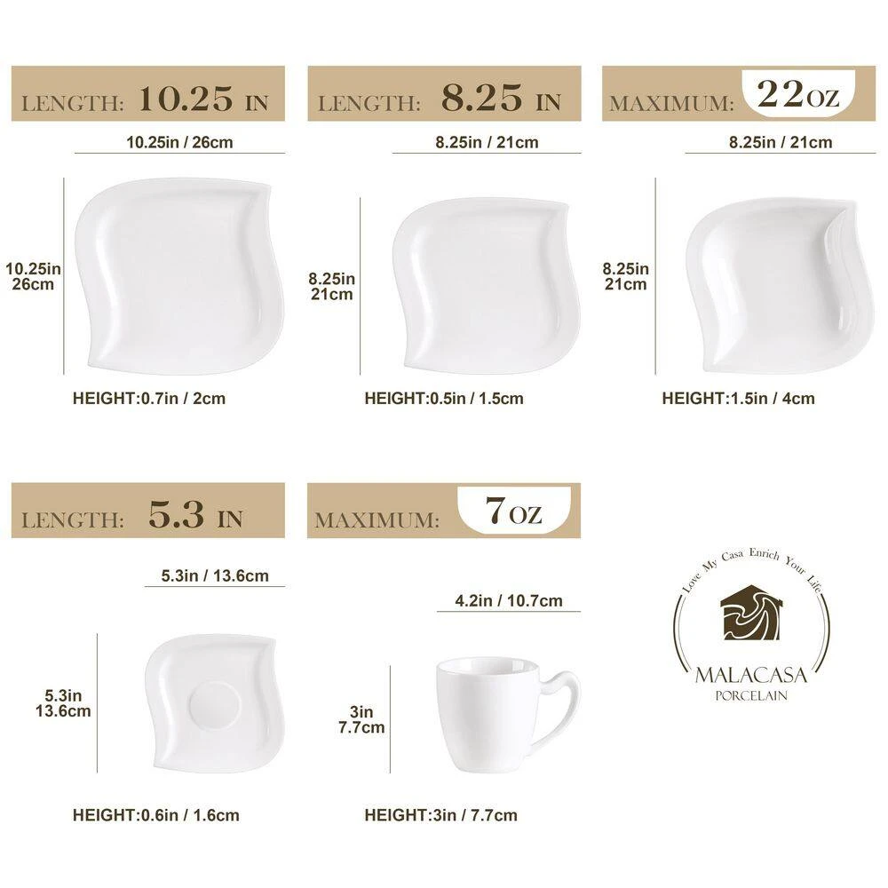 30-Piece Ivory White Porcelain Dinnerware Set Service For 6-Tableware Set With Plates Coffee Cups And Saucers 4 30-Piece Ivory White Porcelain Dinnerware Set Service For 6-Tableware Set With Plates Coffee Cups And Saucers - Image 2