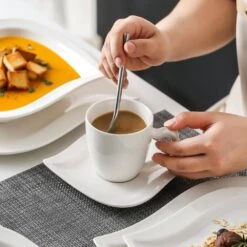 30-Piece Ivory White Porcelain Dinnerware Set Service For 6-Tableware Set With Plates Coffee Cups And Saucers 15 30-Piece Ivory White Porcelain Dinnerware Set Service For 6-Tableware Set With Plates Coffee Cups And Saucers -Vancasso Shop ivory white vancasso dinnerware sets elvira 30 fa 1000