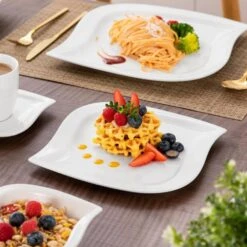 36-Piece Ivory White Porcelain Dinnerware Set (Service For 6) Dining Set With Plates Bowls Cups And Saucers -Vancasso Shop ivory white vancasso dinnerware sets elvira 36 1d 1000