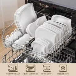 36-Piece Ivory White Porcelain Dinnerware Set (Service For 6) Dining Set With Plates Bowls Cups And Saucers -Vancasso Shop ivory white vancasso dinnerware sets elvira 36 1f 1000