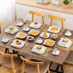 36-Piece Ivory White Porcelain Dinnerware Set (Service For 6) Dining Set With Plates Bowls Cups And Saucers -Vancasso Shop ivory white vancasso dinnerware sets elvira 36 4f 1000