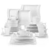 36-Piece Ivory White Porcelain Dinnerware Set Service For 6 Dining Set Tableware With Bowls Plates Cups And Saucers