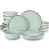 16-Piece Jade Green Stoneware Dinnerware Set (Service For 4) Sesame Speckles Pattern Dinner Set With Plates And Bowls 2 16-Piece Jade Green Stoneware Dinnerware Set (Service For 4) Sesame Speckles Pattern Dinner Set With Plates And Bowls -Vancasso Shop jade green vancasso dinnerware sets vc loire jg sl 64 1000