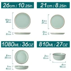 16-Piece Jade Green Stoneware Dinnerware Set (Service For 4) Sesame Speckles Pattern Dinner Set With Plates And Bowls 20 16-Piece Jade Green Stoneware Dinnerware Set (Service For 4) Sesame Speckles Pattern Dinner Set With Plates And Bowls -Vancasso Shop jade green vancasso dinnerware sets vc loire jg sl c3 1000
