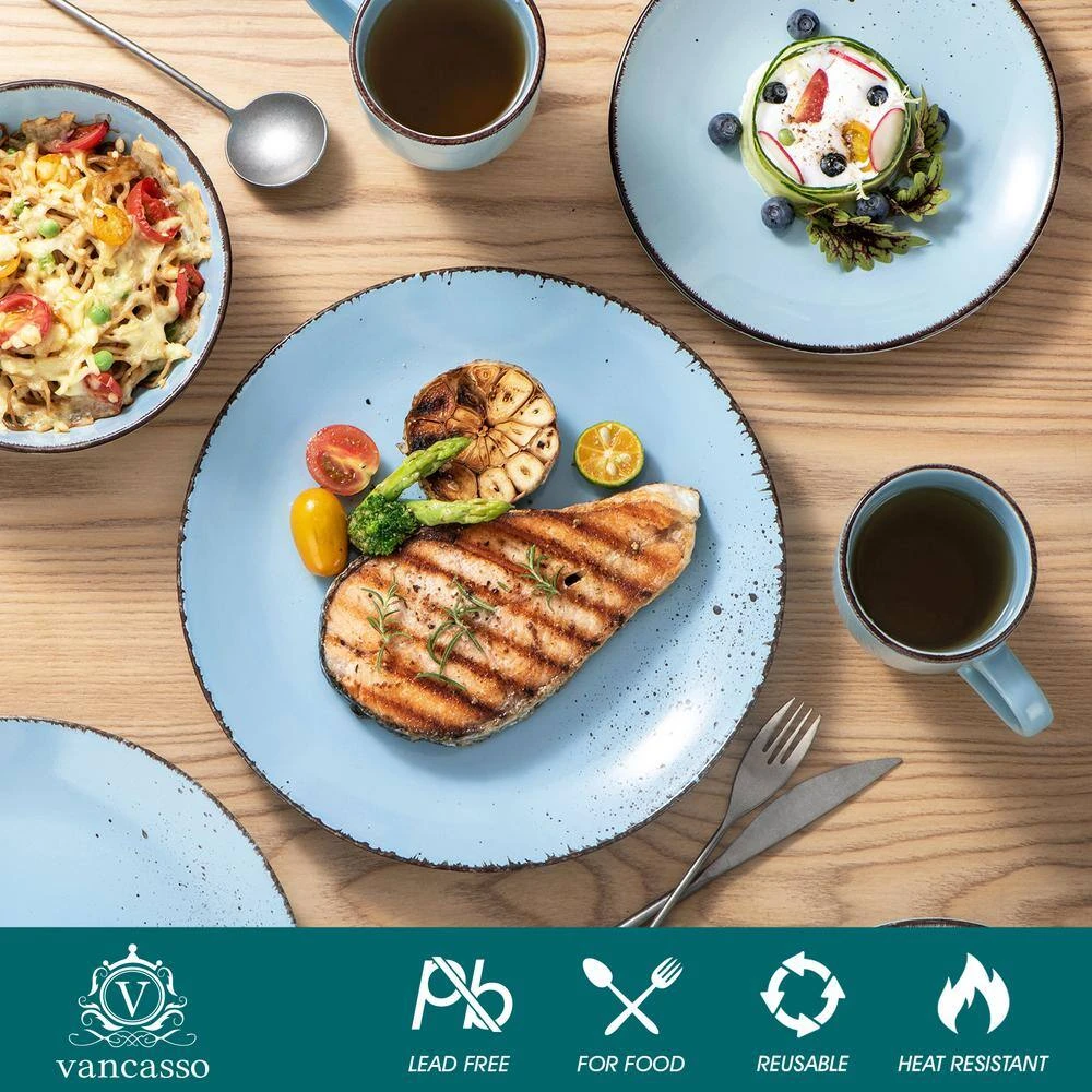 Navia 16-Piece Vintage Oceano Light Blue Stoneware Dinnerware Set (Service For 4) 5 Navia 16-Piece Vintage Oceano Light Blue Stoneware Dinnerware Set (Service For 4) - Image 3