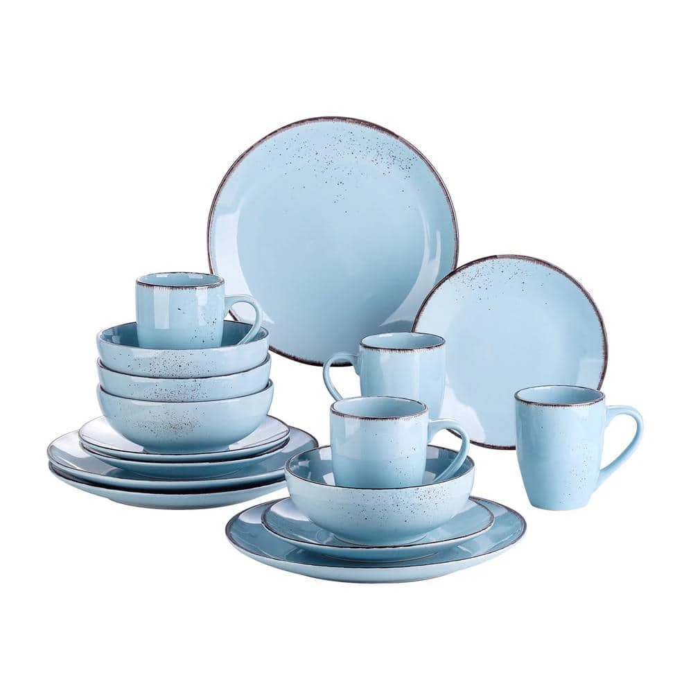Navia 16-Piece Vintage Oceano Light Blue Stoneware Dinnerware Set (Service For 4) 3 Navia 16-Piece Vintage Oceano Light Blue Stoneware Dinnerware Set (Service For 4)