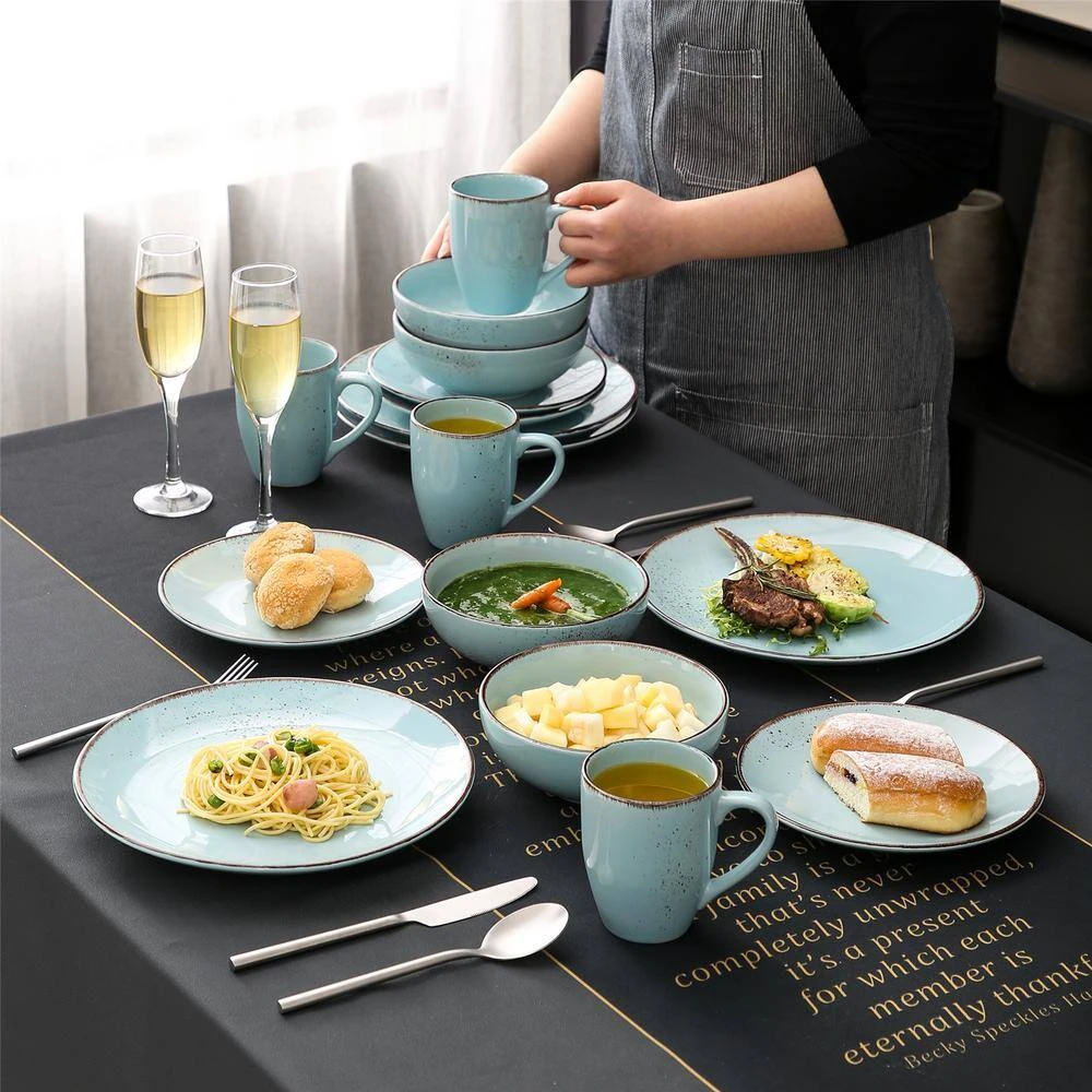 Navia 16-Piece Vintage Oceano Light Blue Stoneware Dinnerware Set (Service For 4) 9 Navia 16-Piece Vintage Oceano Light Blue Stoneware Dinnerware Set (Service For 4) - Image 7