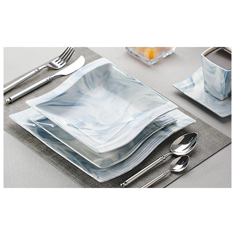 30-Piece Marble Blue Porcelain Dinnerware Set Service For 6 Tableware Set Dining Set With Plates Cups And Saucers 8 30-Piece Marble Blue Porcelain Dinnerware Set Service For 6 Tableware Set Dining Set With Plates Cups And Saucers - Image 6