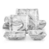 16-Piece Marble Grey Porcelain Dinnerware Set Service For 4 Bowls And Plates Dining Set -Vancasso Shop marble grey vancasso dinnerware sets blance 16s grey 64 1000