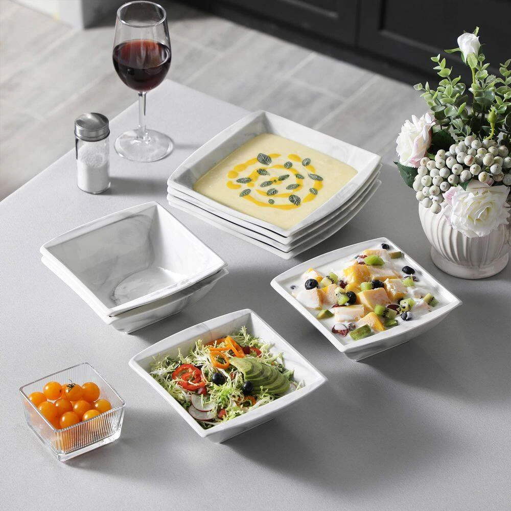16-Piece Marble Grey Porcelain Dinnerware Set Service For 4 Bowls And Plates Dining Set 12 16-Piece Marble Grey Porcelain Dinnerware Set Service For 4 Bowls And Plates Dining Set - Image 10