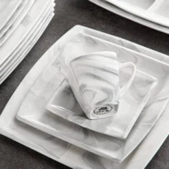 Blance 32-Piece Marble Gray Porcelain. Dinnerware Set (Service For 6) 13 Blance 32-Piece Marble Gray Porcelain. Dinnerware Set (Service For 6) -Vancasso Shop marble grey vancasso dinnerware sets blance 32 grey 1f 1000