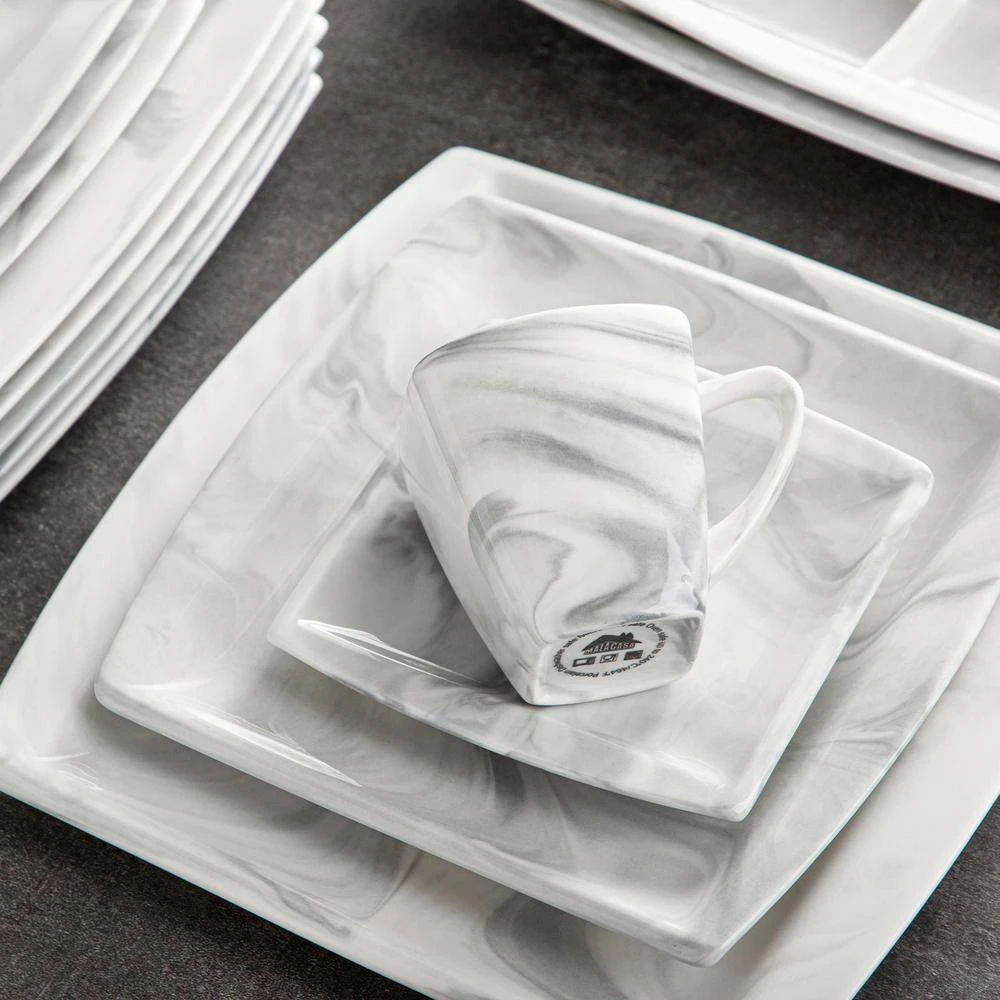 Blance 32-Piece Marble Gray Porcelain. Dinnerware Set (Service For 6) 6 Blance 32-Piece Marble Gray Porcelain. Dinnerware Set (Service For 6) - Image 4