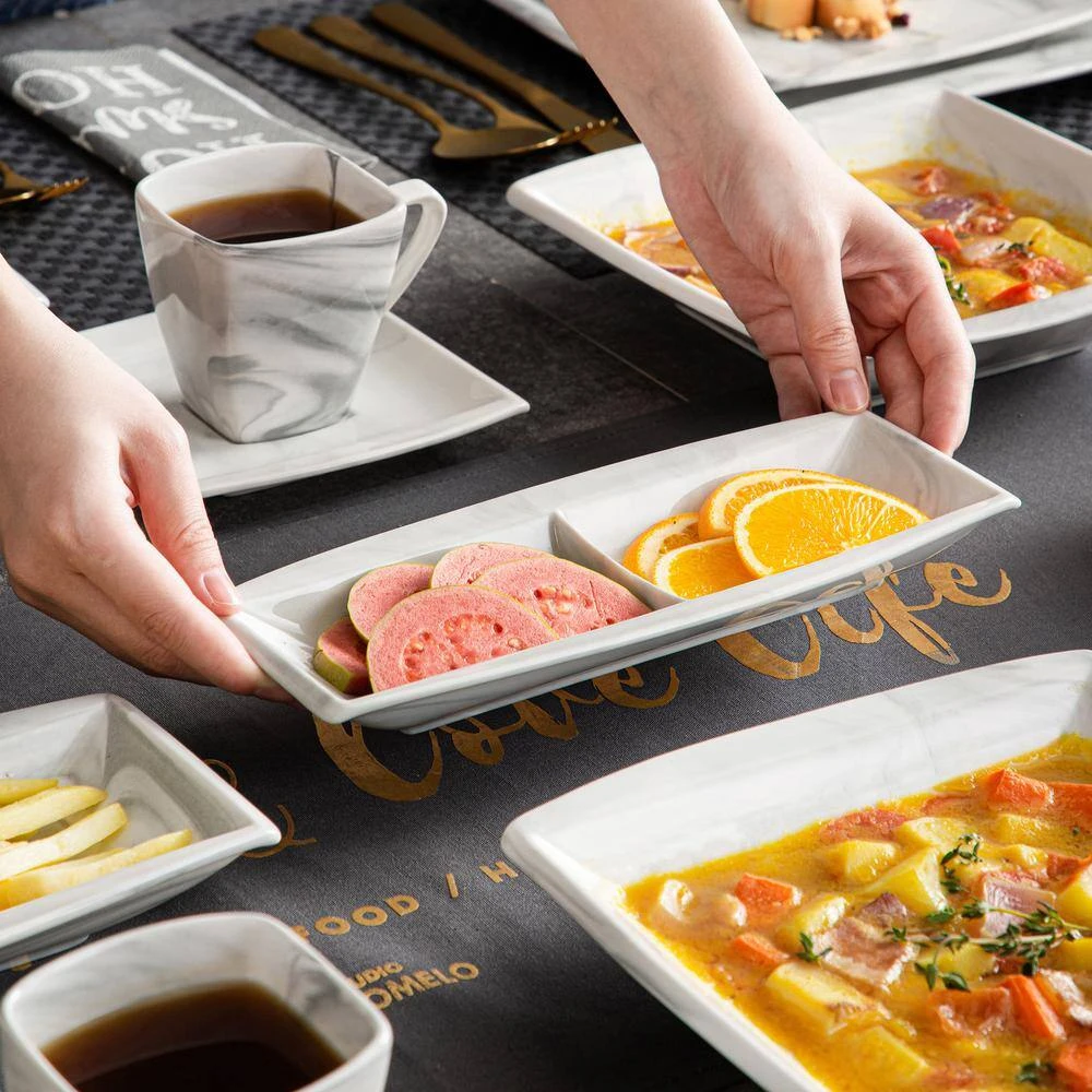 Blance 32-Piece Marble Gray Porcelain. Dinnerware Set (Service For 6) 9 Blance 32-Piece Marble Gray Porcelain. Dinnerware Set (Service For 6) - Image 7