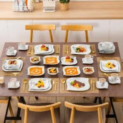 36-Piece Marble Grey Porcelain Dinnerware Set (Service For 6) Dining Set With Plates Bowls Cups And Saucers -Vancasso Shop marble grey vancasso dinnerware sets elvira 36 grey 31 1000