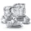 36-Piece Marble Grey Porcelain Dinnerware Set (Service For 6) Dining Set With Plates Bowls Cups And Saucers 2 36-Piece Marble Grey Porcelain Dinnerware Set (Service For 6) Dining Set With Plates Bowls Cups And Saucers -Vancasso Shop marble grey vancasso dinnerware sets elvira 36 grey 64 1000