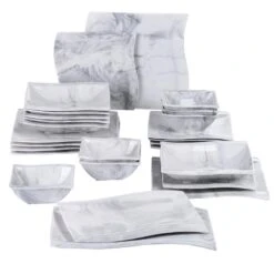 Flora 26-Piece Marble Pink Porcelain Dinnerware Set (Service For 6) 19 Flora 26-Piece Marble Pink Porcelain Dinnerware Set (Service For 6) -Vancasso Shop marble pink vancasso dinnerware sets flora 26 pink 1f 1000