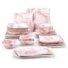 Flora 26-Piece Marble Pink Porcelain Dinnerware Set (Service For 6) -Vancasso Shop marble pink vancasso dinnerware sets flora 26 pink 64 1000