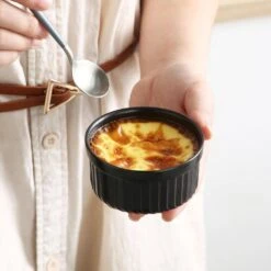 6-Piece 4 Oz. Matte Black Porcelain Ramekins Baking Dish Set Baking Cups Round Creme Brulee Souffle Dishes -Vancasso Shop matte black vancasso bakeware sets vc forte b21 fa 1000