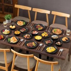 18-Piece Matte Black Stoneware Dinnerware Set Service For 6 Tableware Dinner Plates Dessert Plates Cereal Bowls 27 18-Piece Matte Black Stoneware Dinnerware Set Service For 6 Tableware Dinner Plates Dessert Plates Cereal Bowls -Vancasso Shop matte black vancasso dinnerware sets vc pla bk 18 eu 44 1000