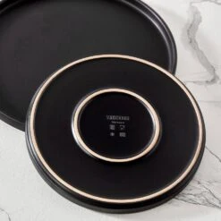 18-Piece Matte Black Stoneware Dinnerware Set Service For 6-Dinner Set With Dinner Plates Dessert Plates Cereal Bowls 19 18-Piece Matte Black Stoneware Dinnerware Set Service For 6-Dinner Set With Dinner Plates Dessert Plates Cereal Bowls -Vancasso Shop matte black vancasso dinnerware sets vc playb bk 18 40 1000