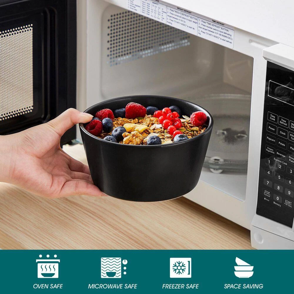 18-Piece Matte Black Stoneware Dinnerware Set Service For 6-Dinner Set With Dinner Plates Dessert Plates Cereal Bowls 11 18-Piece Matte Black Stoneware Dinnerware Set Service For 6-Dinner Set With Dinner Plates Dessert Plates Cereal Bowls - Image 9