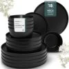 18-Piece Matte Black Stoneware Dinnerware Set Service For 6-Dinner Set With Dinner Plates Dessert Plates Cereal Bowls 1 18-Piece Matte Black Stoneware Dinnerware Set Service For 6-Dinner Set With Dinner Plates Dessert Plates Cereal Bowls -Vancasso Shop matte black vancasso dinnerware sets vc playb bk 18 64 1000