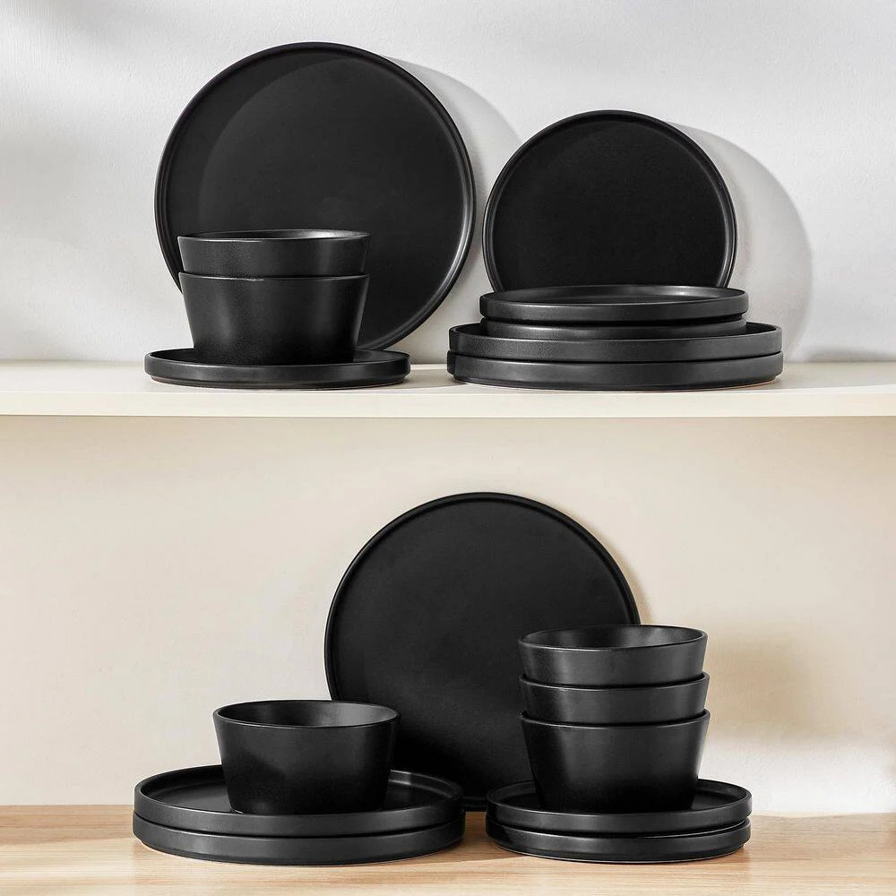 18-Piece Matte Black Stoneware Dinnerware Set Service For 6-Dinner Set With Dinner Plates Dessert Plates Cereal Bowls 15 18-Piece Matte Black Stoneware Dinnerware Set Service For 6-Dinner Set With Dinner Plates Dessert Plates Cereal Bowls - Image 13