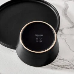 18-Piece Matte Black Stoneware Dinnerware Set Service For 6-Dinner Set With Dinner Plates Dessert Plates Cereal Bowls 23 18-Piece Matte Black Stoneware Dinnerware Set Service For 6-Dinner Set With Dinner Plates Dessert Plates Cereal Bowls -Vancasso Shop matte black vancasso dinnerware sets vc playb bk 18 77 1000