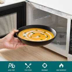 24-Piece Matte Black Stoneware Dinnerware Set Service For 6 Dishware Bowls And Plates Dinner Set -Vancasso Shop matte black vancasso dinnerware sets vc playb bk 24 4f 1000