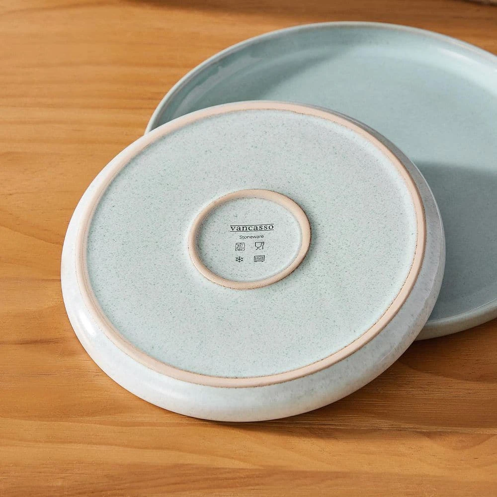 12-Piece Mint Green Stoneware Dinnerware Set Service For 4-Bowl And Plate Dining Set Double-sided Kiln-changed 5 12-Piece Mint Green Stoneware Dinnerware Set Service For 4-Bowl And Plate Dining Set Double-sided Kiln-changed - Image 3