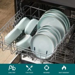 12-Piece Mint Green Stoneware Dinnerware Set Service For 4-Bowl And Plate Dining Set Double-sided Kiln-changed 19 12-Piece Mint Green Stoneware Dinnerware Set Service For 4-Bowl And Plate Dining Set Double-sided Kiln-changed -Vancasso Shop mint green vancasso dinnerware sets vc anya mg 12 1f 1000