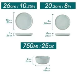 12-Piece Mint Green Stoneware Dinnerware Set Service For 4-Bowl And Plate Dining Set Double-sided Kiln-changed 17 12-Piece Mint Green Stoneware Dinnerware Set Service For 4-Bowl And Plate Dining Set Double-sided Kiln-changed -Vancasso Shop mint green vancasso dinnerware sets vc anya mg 12 c3 1000