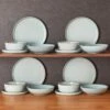 16-Piece Mint Green Stoneware Dinnerware Set Service For 4-Bowl And Plate Dining Set Double-sided Kiln-changed Tableware -Vancasso Shop mint green vancasso dinnerware sets vc anya mg 16 64 1000