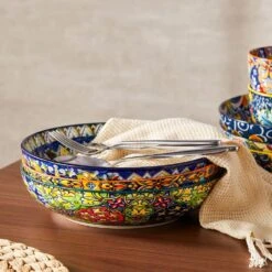 42 Fl. Oz. Multi-Colored Porcelain Pasta Bowls Set Of 6 Soup Bowl Salad Bowl Double-Sided Pattern Kitchen Serving Plates -Vancasso Shop multi colored vancasso bowls vc simi smlyw 1d 1000