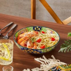 42 Fl. Oz. Multi-Colored Porcelain Pasta Bowls Set Of 6 Soup Bowl Salad Bowl Double-Sided Pattern Kitchen Serving Plates -Vancasso Shop multi colored vancasso bowls vc simi smlyw 31 1000