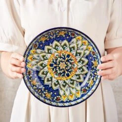 42 Fl. Oz. Multi-Colored Porcelain Pasta Bowls Set Of 6 Soup Bowl Salad Bowl Double-Sided Pattern Kitchen Serving Plates -Vancasso Shop multi colored vancasso bowls vc simi smlyw 66 1000