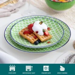 16-Piece Multi-Colored Porcelain Dinnerware Set Service For 4 Dining Set With Plates Bowls And Mugs -Vancasso Shop multi colored vancasso dinnerware sets vc macaron sl 1f 1000