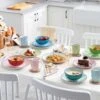 16-Piece Multi-Colored Porcelain Dinnerware Set Service For 4 Dining Set With Plates Bowls And Mugs -Vancasso Shop multi colored vancasso dinnerware sets vc macaron sl 64 1000