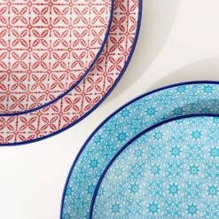 16-Piece Multi-Colored Porcelain Dinnerware Set Service For 4 Dining Set With Plates Bowls And Mugs -Vancasso Shop multi colored vancasso dinnerware sets vc macaron sl 76 1000