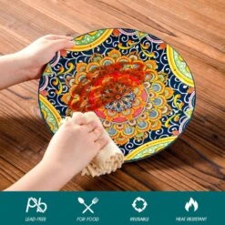 12-Piece Multi-Colored Porcelain Dinnerware Set Service For 4 Dining Set With Dinner Plates Dessert Plates And Bowls -Vancasso Shop multi colored vancasso dinnerware sets vc simi d12 h 1f 1000