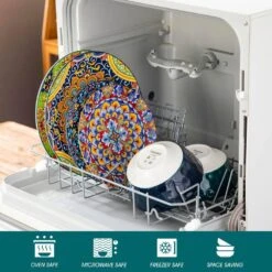 12-Piece Multi-Colored Porcelain Dinnerware Set Service For 4 Dining Set With Dinner Plates Dessert Plates And Bowls -Vancasso Shop multi colored vancasso dinnerware sets vc simi d12 h 4f 1000