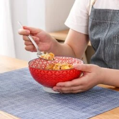 Macaron 4-Piece 6 Inch Porcelain Cereal Bowls Large Serving Bowl Ceramic Rice Bowls(Set Of 4) -Vancasso Shop multi colors vancasso bowls vc macaron sdw 1f 1000