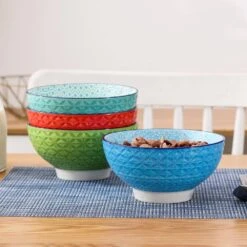 Macaron 4-Piece 6 Inch Porcelain Cereal Bowls Large Serving Bowl Ceramic Rice Bowls(Set Of 4) -Vancasso Shop multi colors vancasso bowls vc macaron sdw 31 1000