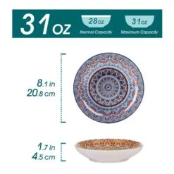 Mandala 24 Fl. Oz. Multi-colors Porcelain Soup Plate (Set Of 4) -Vancasso Shop multi colors vancasso bowls vc mandala m stp c3 1000