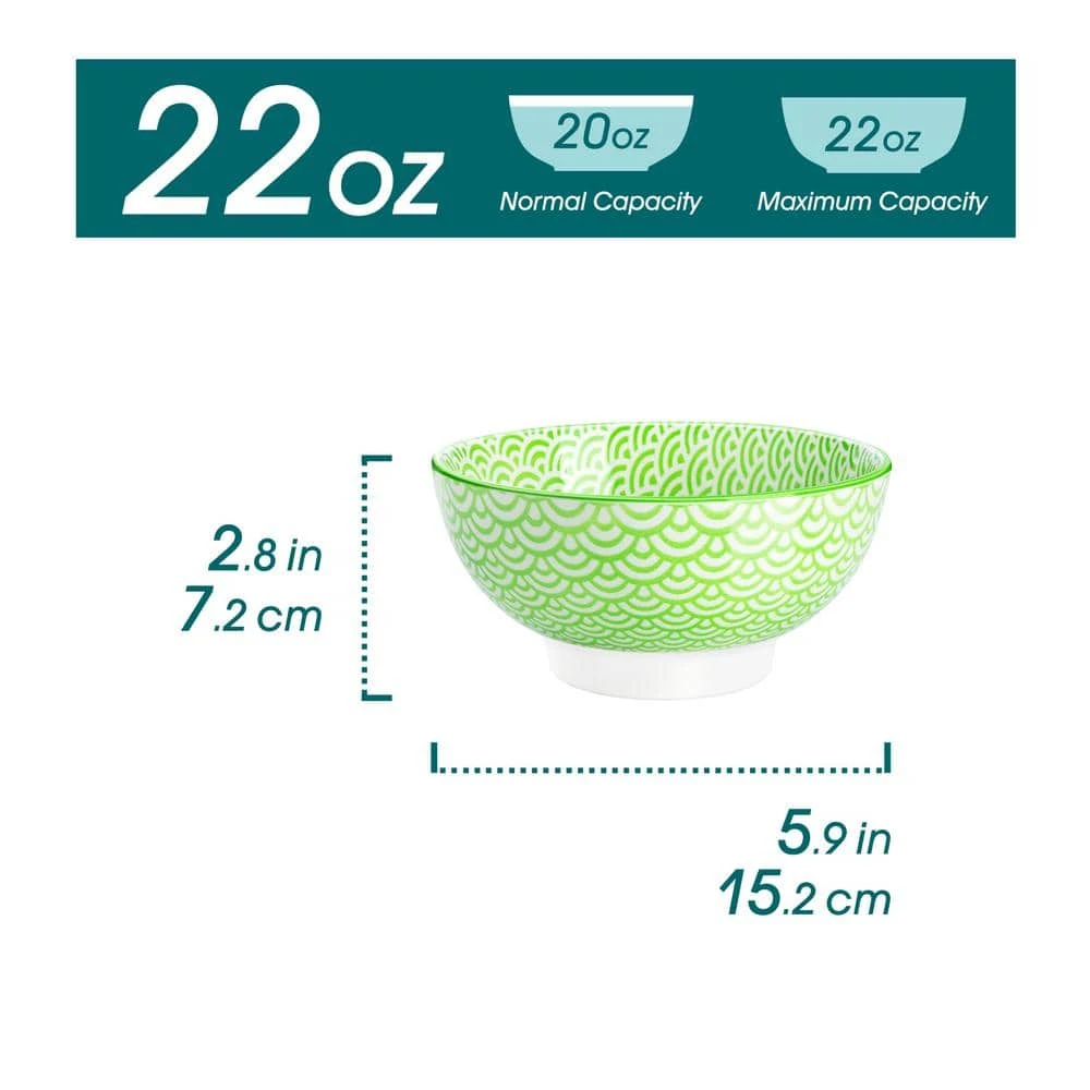 14 Fl. Oz. Assorted Colors Porcelain Bowls For Cereal Rice Soup Salad (Set Of 4) 4 14 Fl. Oz. Assorted Colors Porcelain Bowls For Cereal Rice Soup Salad (Set Of 4) - Image 2