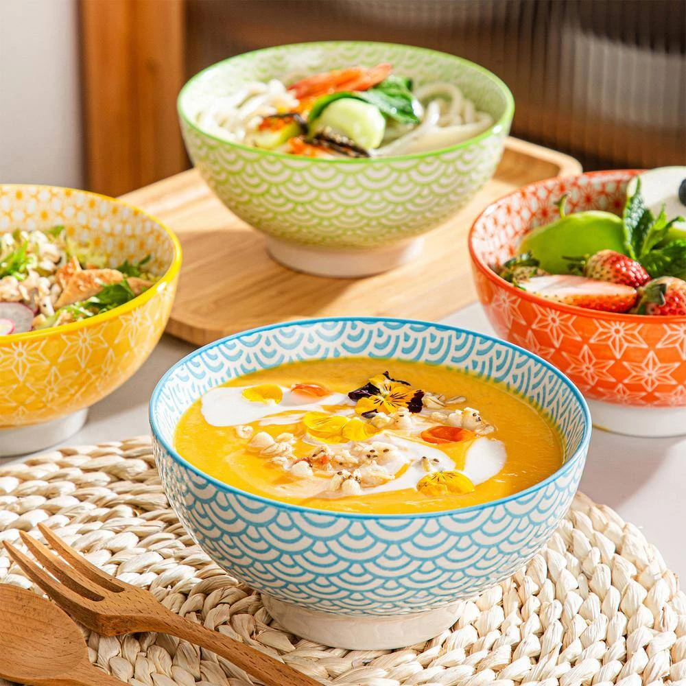 14 Fl. Oz. Assorted Colors Porcelain Bowls For Cereal Rice Soup Salad (Set Of 4) 8 14 Fl. Oz. Assorted Colors Porcelain Bowls For Cereal Rice Soup Salad (Set Of 4) - Image 6